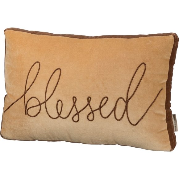 Primitives by Kathy - Decorative Velvet Pillow - Blessed